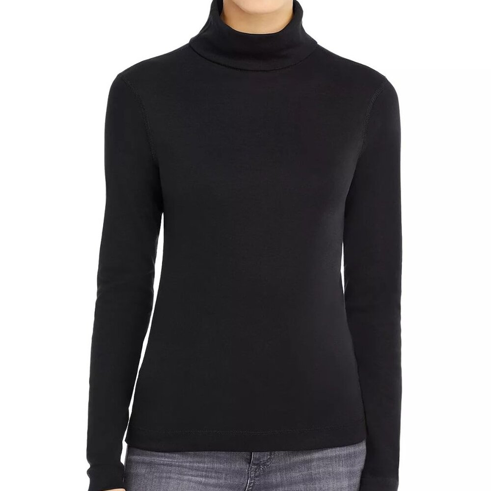 NWT Three Dots Heritage Rib Long Sleeve Turtleneck Black MED (US 6-8)